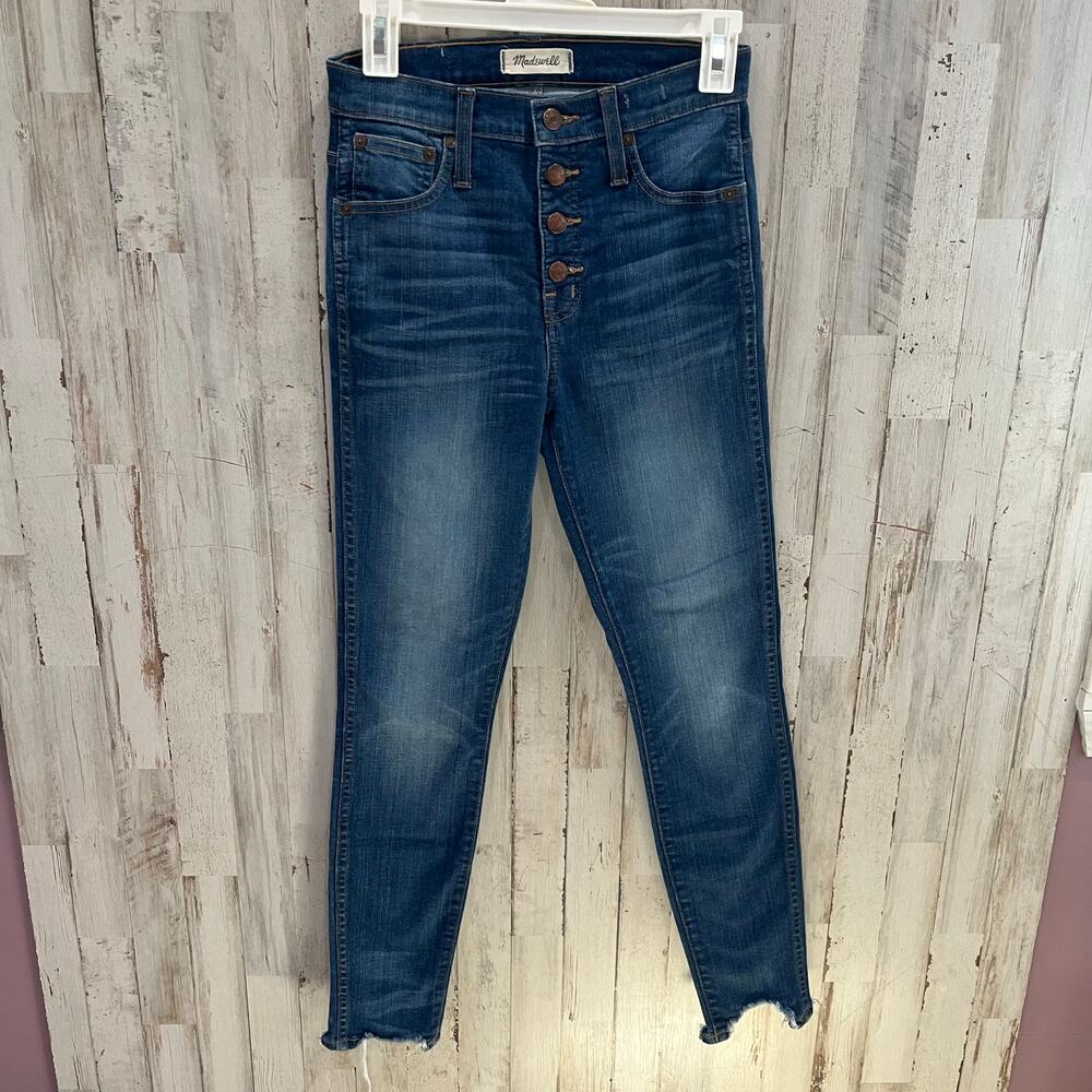 Madewell 10" High-Rise Skinny Jeans: Chewed-Hem Edition Button Fly Womens 25